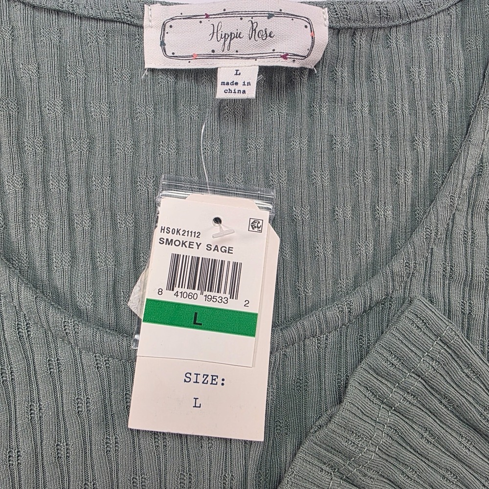 Hippie Rose Juniors'‎ Pointelle Crop Top Med Green Size Large - Picture 3 of 5